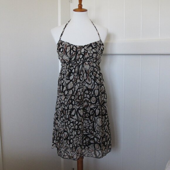 BCX | Y2K Espresso Sweetheart Neckline Patterned Dress - Picture 1 of 6